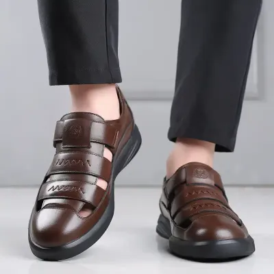 BREATHABLE BAITA LEATHER SANDALS BROWN